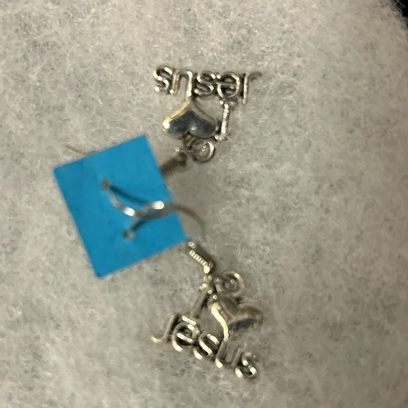 NWT earrings #god .925 sterling / stainless heavy duty I love Jesus earr… - Picture 7 of 7